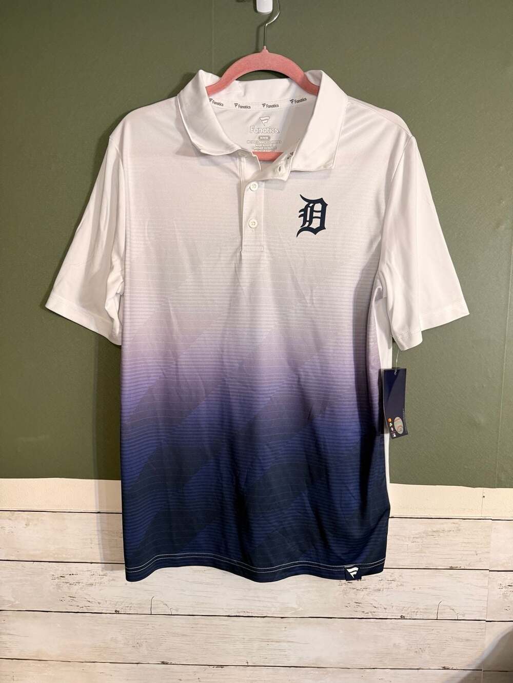 NWT Fanatics Detroit Tigers Men's Medium Ombre Gradient Performance Polo Shirt